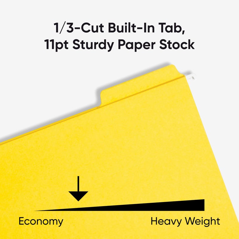 Smead FasTab Hanging File Folder, 1/3-Cut Built-in Tab, Letter Size, Yellow, 20 Count (64097) - Image 4